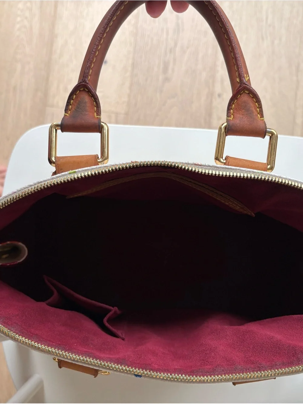 Authentic Louis Vuitton x Takashi Murakami White Multicolor Alma PM Bag 2003 - Picture 5 of 10